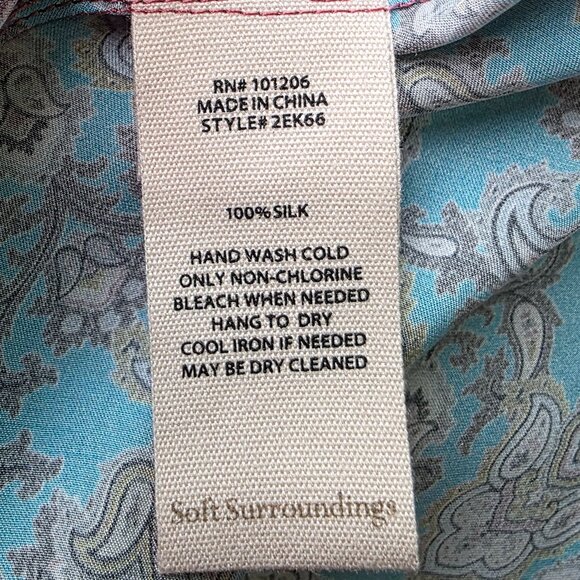 NWT SOFT SURROUNDINGS ( LG ) LILIT SILK Rich Paisley Button Up Blouse - Picture 8 of 8